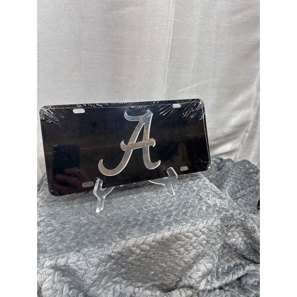 Alabama Crimson Tide‎ License Plate Black Acrylic Mirror Script A Craftique NEW
